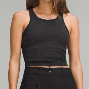 Lululemon Ebb to Street Cropped Racerback Tank Top, Black, Size 12